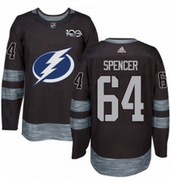 Mens Adidas Tampa Bay Lightning 64 Matthew Spencer Authentic Black 1917 2017 100th Anniversary NHL J