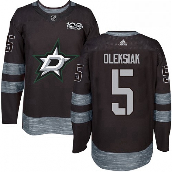 Mens Adidas Dallas Stars 5 Jamie Oleksiak Authentic Black 1917 2017 100th Anniversary NHL Jersey