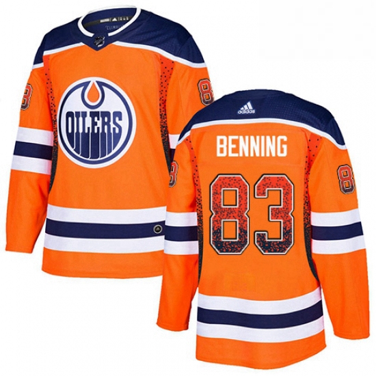 Mens Adidas Edmonton Oilers 83 Matt Benning Authentic Orange Drift Fashion NHL Jersey