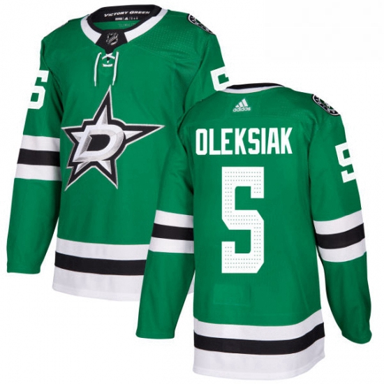 Mens Adidas Dallas Stars 5 Jamie Oleksiak Authentic Green Home NHL Jersey