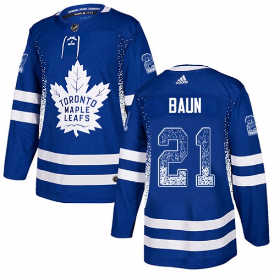 Mens Adidas Toronto Maple Leafs 21 Bobby Baun Authentic Blue Drift Fashion NHL Jersey