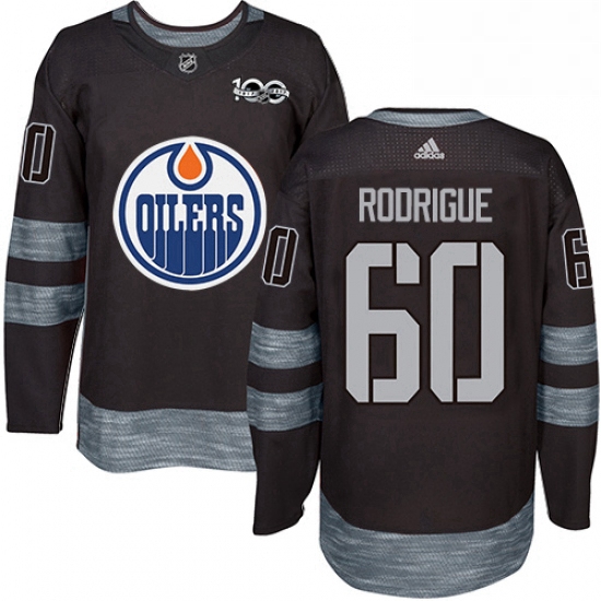 Mens Adidas Edmonton Oilers 60 Olivier Rodrigue Authentic Black 1917 2017 100th Anniversary NHL Jers