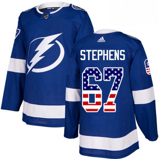 Mens Adidas Tampa Bay Lightning 67 Mitchell Stephens Authentic Blue USA Flag Fashion NHL Jersey