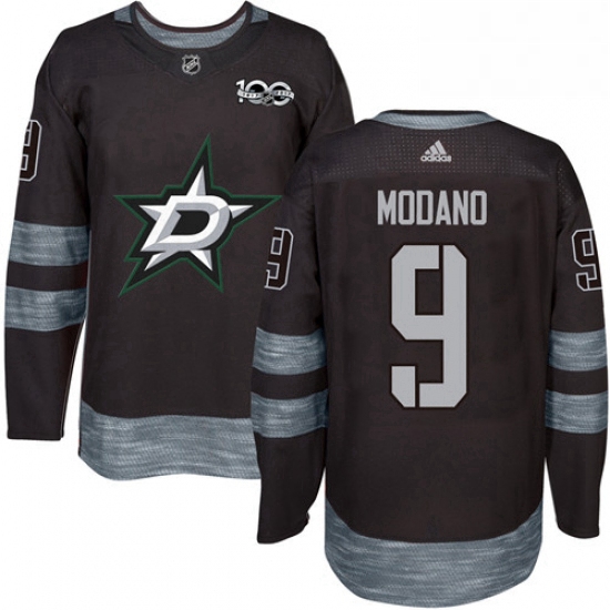 Mens Adidas Dallas Stars 9 Mike Modano Authentic Black 1917 2017 100th Anniversary NHL Jersey