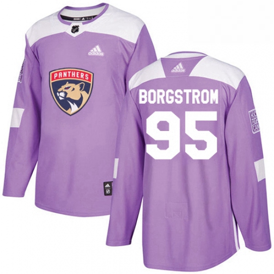 Mens Adidas Florida Panthers 95 Henrik Borgstrom Authentic Purple Fights Cancer Practice NHL Jersey