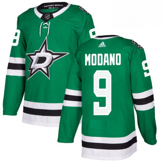 Mens Adidas Dallas Stars 9 Mike Modano Authentic Green Home NHL Jersey