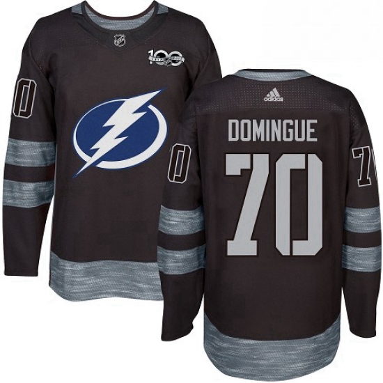 Mens Adidas Tampa Bay Lightning 70 Louis Domingue Authentic Black 1917 2017 100th Anniversary NHL Je