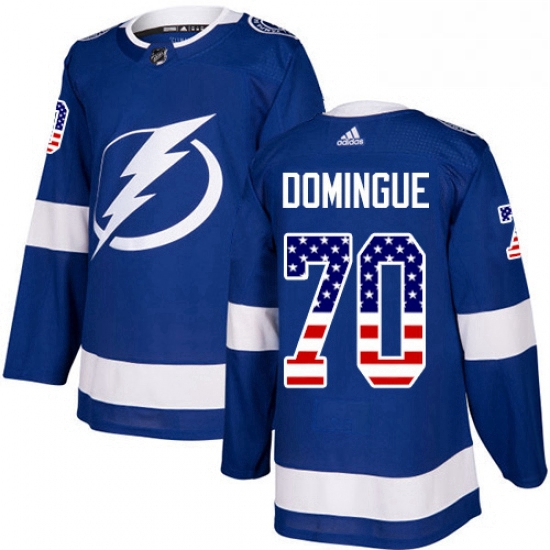 Mens Adidas Tampa Bay Lightning 70 Louis Domingue Authentic Blue USA Flag Fashion NHL Jersey