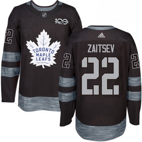 Mens Adidas Toronto Maple Leafs 22 Nikita Zaitsev Authentic Black 1917 2017 100th Anniversary NHL Je