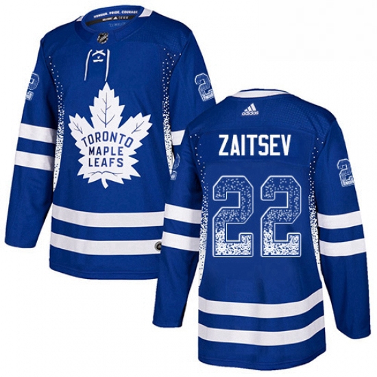 Mens Adidas Toronto Maple Leafs 22 Nikita Zaitsev Authentic Blue Drift Fashion NHL Jersey