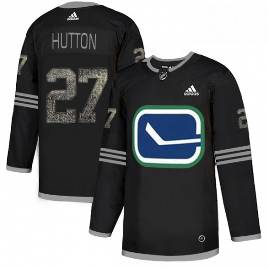 Mens Adidas Vancouver Canucks 27 Ben Hutton Black 1 Authentic Classic Stitched NHL Jersey