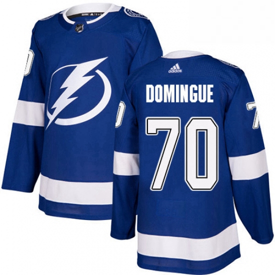 Mens Adidas Tampa Bay Lightning 70 Louis Domingue Authentic Royal Blue Home NHL Jersey