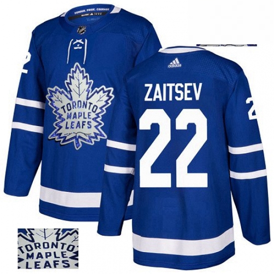 Mens Adidas Toronto Maple Leafs 22 Nikita Zaitsev Authentic Royal Blue Fashion Gold NHL Jersey