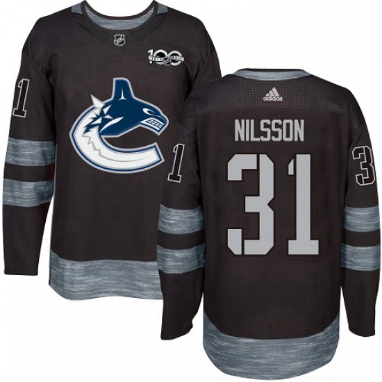 Mens Adidas Vancouver Canucks 31 Anders Nilsson Authentic Black 1917 2017 100th Anniversary NHL Jers