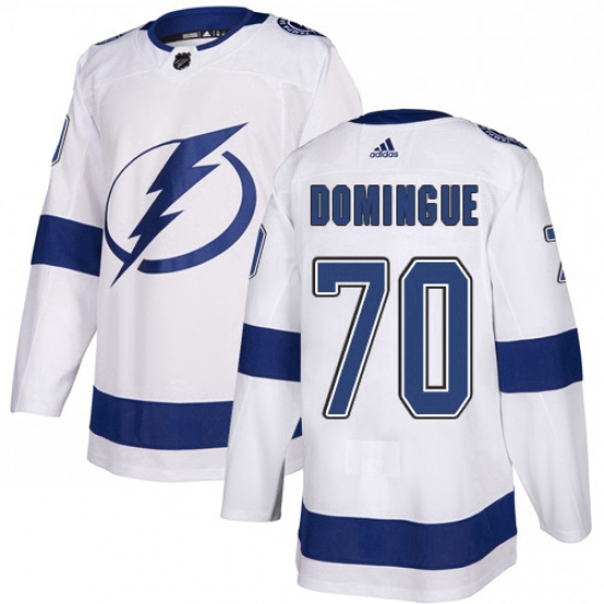 Mens Adidas Tampa Bay Lightning 70 Louis Domingue Authentic White Away NHL Jersey