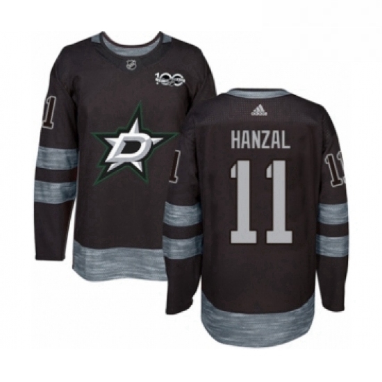 Mens Adidas Dallas Stars 11 Martin Hanzal Authentic Black 1917 2017 100th Anniversary NHL Jersey