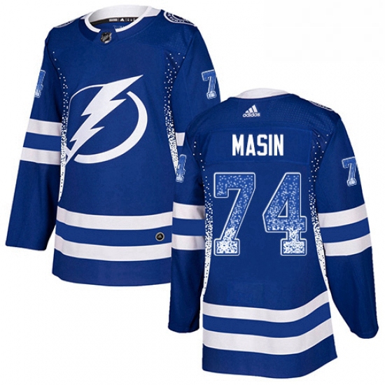 Mens Adidas Tampa Bay Lightning 74 Dominik Masin Authentic Blue Drift Fashion NHL Jersey