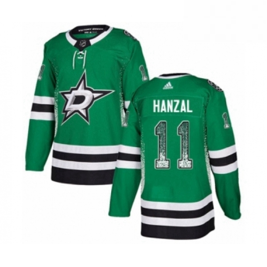 Mens Adidas Dallas Stars 11 Martin Hanzal Authentic Green Drift Fashion NHL Jersey