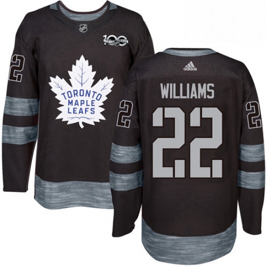 Mens Adidas Toronto Maple Leafs 22 Tiger Williams Authentic Black 1917 2017 100th Anniversary NHL Je