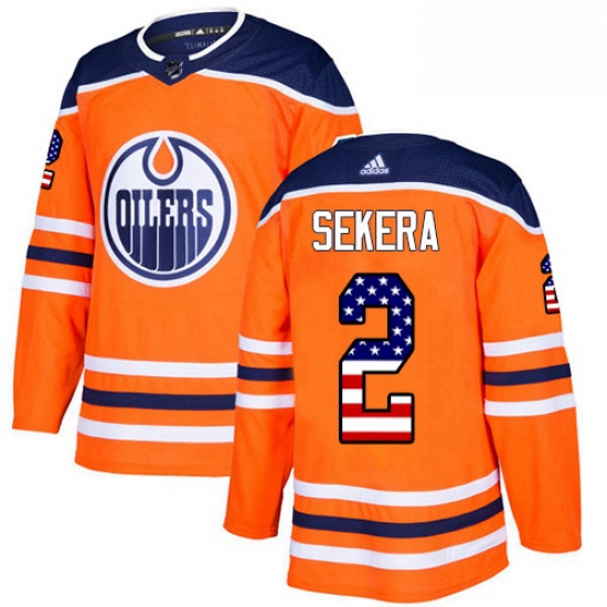 Mens Adidas Edmonton Oilers 2 Andrej Sekera Authentic Orange USA Flag Fashion NHL Jersey