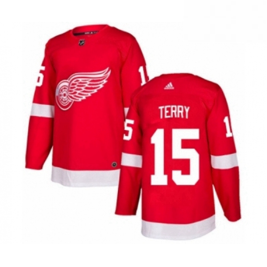 Mens Adidas Detroit Red Wings 15 Chris Terry Premier Red Home NHL Jersey