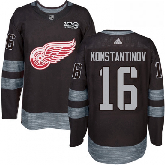 Mens Adidas Detroit Red Wings 16 Vladimir Konstantinov Authentic Black 1917 2017 100th Anniversary N