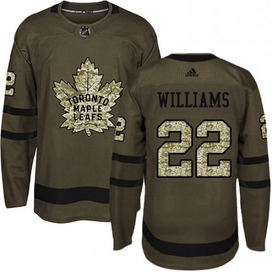 Mens Adidas Toronto Maple Leafs 22 Tiger Williams Authentic Green Salute to Service NHL Jersey