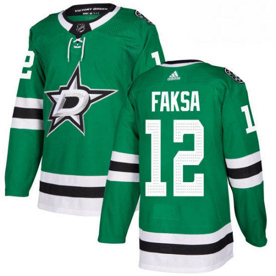 Mens Adidas Dallas Stars 12 Radek Faksa Authentic Green Home NHL Jersey