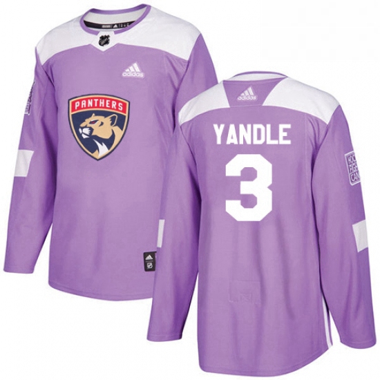 Mens Adidas Florida Panthers 3 Keith Yandle Authentic Purple Fights Cancer Practice NHL Jersey