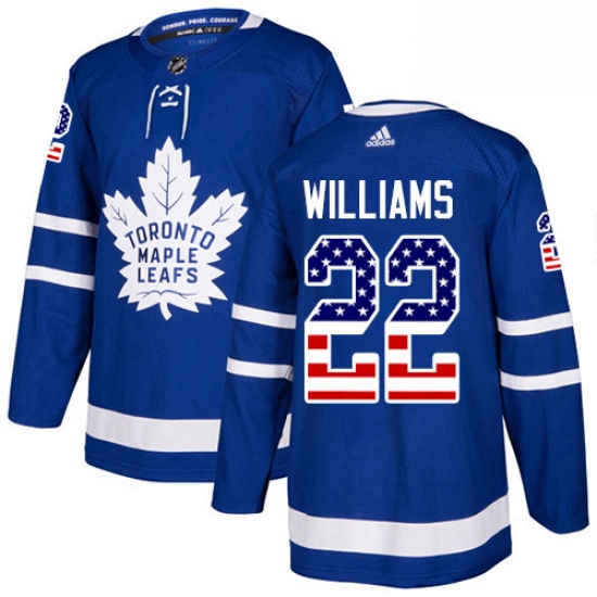 Mens Adidas Toronto Maple Leafs 22 Tiger Williams Authentic Royal Blue USA Flag Fashion NHL Jersey