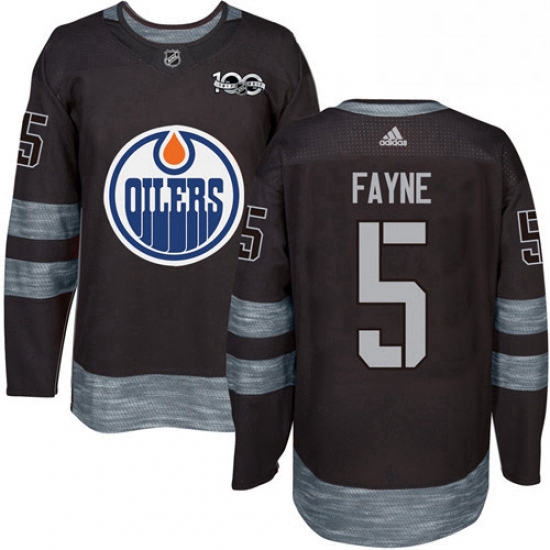 Mens Adidas Edmonton Oilers 5 Mark Fayne Authentic Black 1917 2017 100th Anniversary NHL Jersey