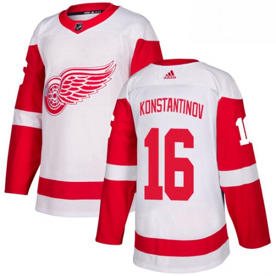 Mens Adidas Detroit Red Wings 16 Vladimir Konstantinov Authentic White Away NHL Jersey