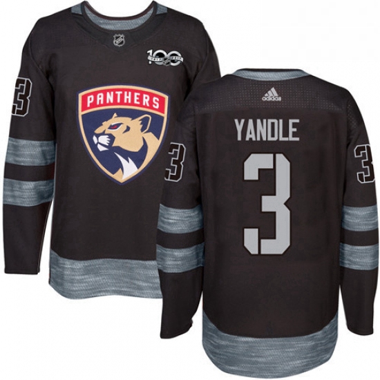 Mens Adidas Florida Panthers 3 Keith Yandle Premier Black 1917 2017 100th Anniversary NHL Jersey