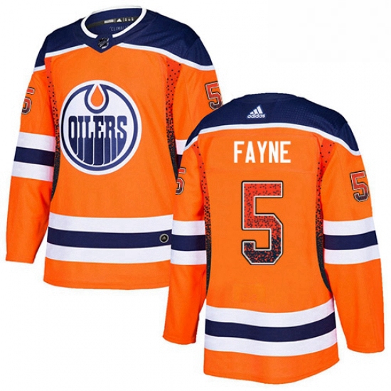 Mens Adidas Edmonton Oilers 5 Mark Fayne Authentic Orange Drift Fashion NHL Jersey