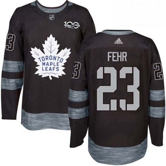 Mens Adidas Toronto Maple Leafs 23 Eric Fehr Authentic Black 1917 2017 100th Anniversary NHL Jersey