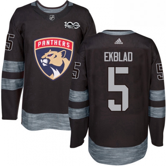 Mens Adidas Florida Panthers 5 Aaron Ekblad Authentic Black 1917 2017 100th Anniversary NHL Jersey