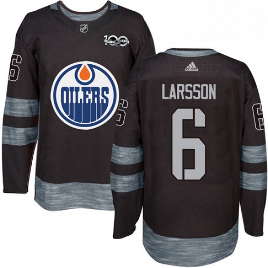 Mens Adidas Edmonton Oilers 6 Adam Larsson Authentic Black 1917 2017 100th Anniversary NHL Jersey