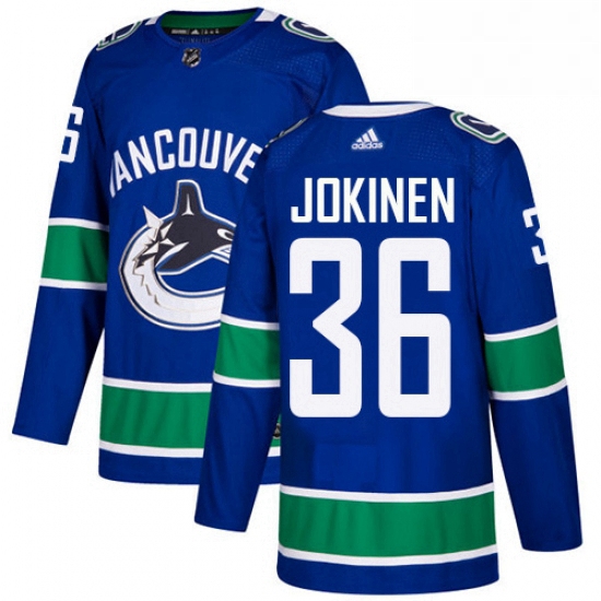 Mens Adidas Vancouver Canucks 36 Jussi Jokinen Authentic Blue Home NHL Jersey