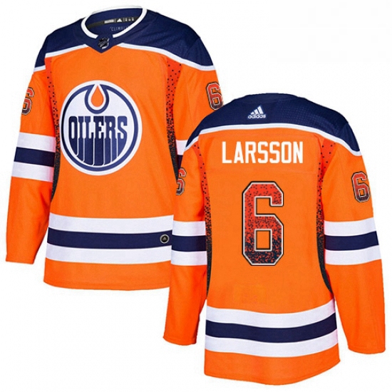 Mens Adidas Edmonton Oilers 6 Adam Larsson Authentic Orange Drift Fashion NHL Jersey