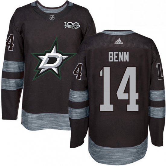 Mens Adidas Dallas Stars 14 Jamie Benn Authentic Black 1917 2017 100th Anniversary NHL Jersey