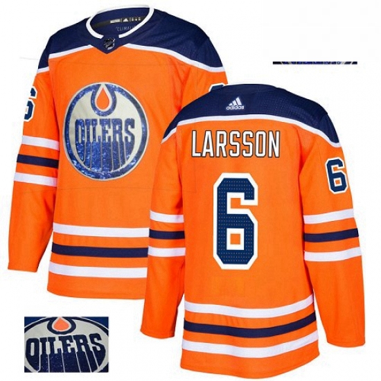 Mens Adidas Edmonton Oilers 6 Adam Larsson Authentic Orange Fashion Gold NHL Jersey