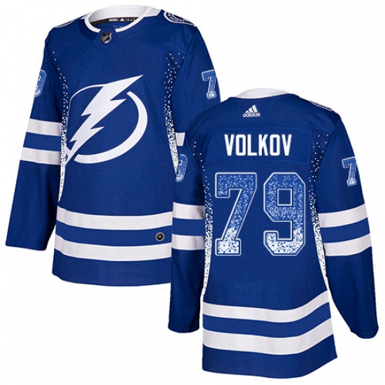 Mens Adidas Tampa Bay Lightning 79 Alexander Volkov Authentic Blue Drift Fashion NHL Jersey