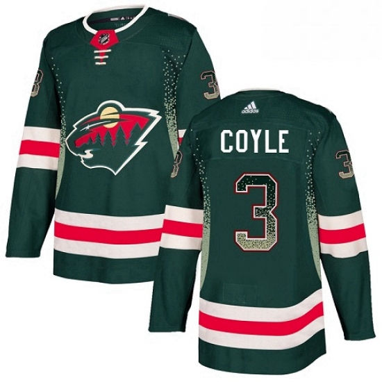 Mens Adidas Minnesota Wild 3 Charlie Coyle Authentic Green Drift Fashion NHL Jersey