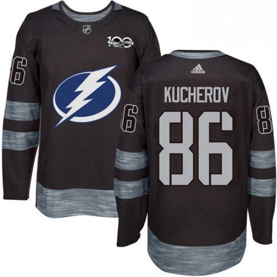 Mens Adidas Tampa Bay Lightning 86 Nikita Kucherov Authentic Black 1917 2017 100th Anniversary NHL J