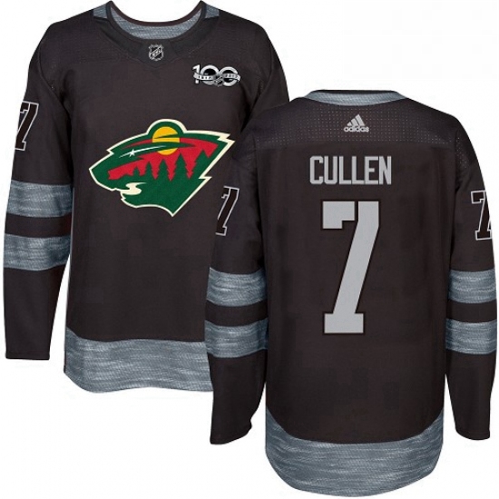 Mens Adidas Minnesota Wild 7 Matt Cullen Authentic Black 1917 2017 100th Anniversary NHL Jersey