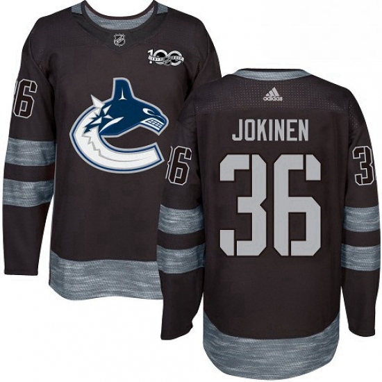 Mens Adidas Vancouver Canucks 36 Jussi Jokinen Premier Black 1917 2017 100th Anniversary NHL Jersey