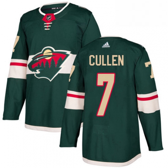 Mens Adidas Minnesota Wild 7 Matt Cullen Authentic Green Home NHL Jersey