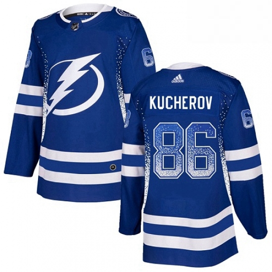 Mens Adidas Tampa Bay Lightning 86 Nikita Kucherov Authentic Blue Drift Fashion NHL Jersey