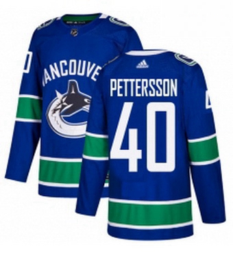 Mens Adidas Vancouver Canucks 40 Elias Pettersson Blue Home Authentic Stitched NHL Jersey