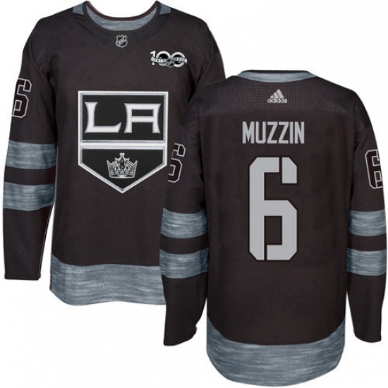 Mens Adidas Los Angeles Kings 6 Jake Muzzin Premier Black 1917 2017 100th Anniversary NHL Jersey